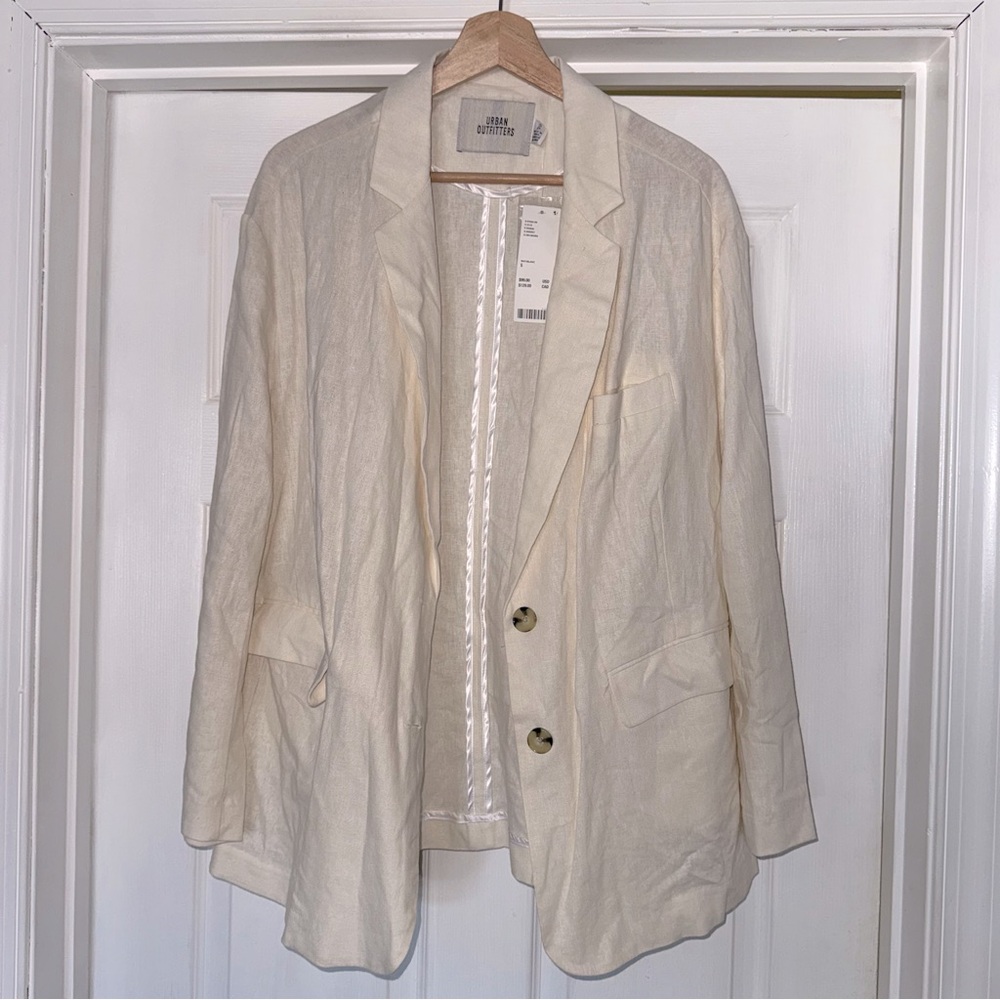 NWT Urban Outfitters Oversized Linen Blend Blazer White S